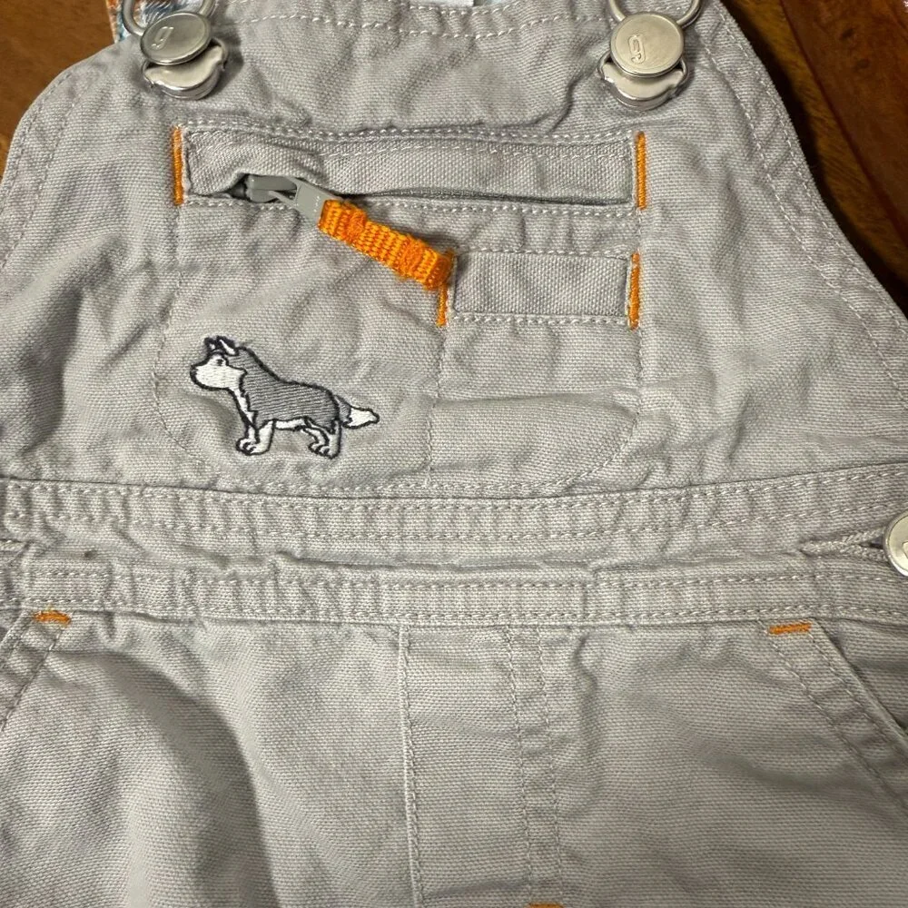 HUSKY Dog Gymboree Overalls Boys 100% Cotton 3-6 MOS